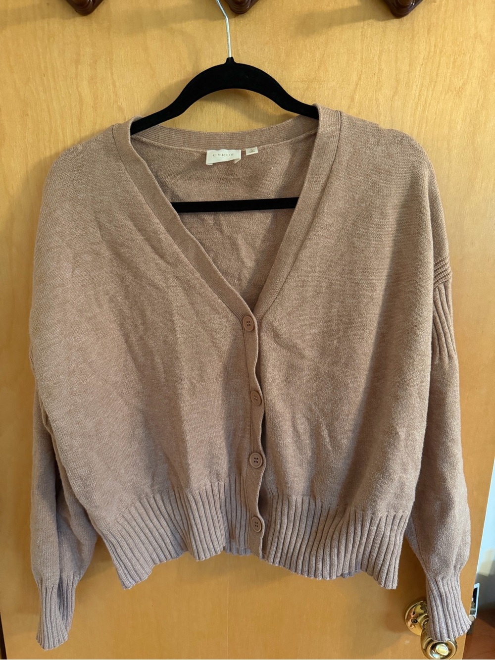 Cyrus Women's Button-Front V-Neck Cardigan - Light Brown